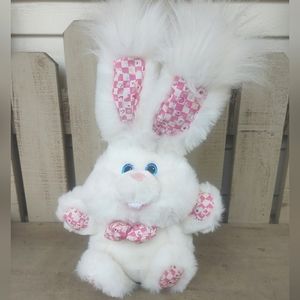 Vintage 1993 Dan Dee Giggle Bunny White Plush Stuffed Animal W/ Bow Tie 17"  Toy